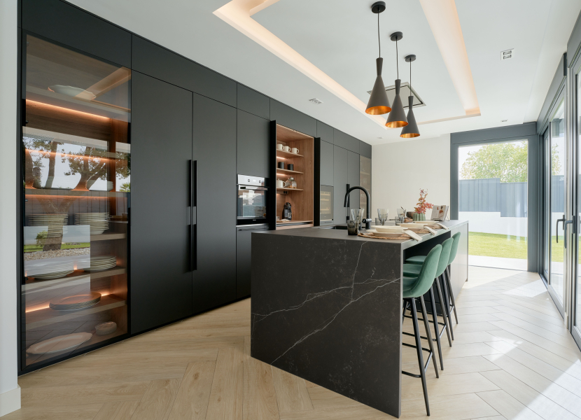 cocina con piso moderno