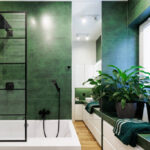 Baño con regadera cuadrada